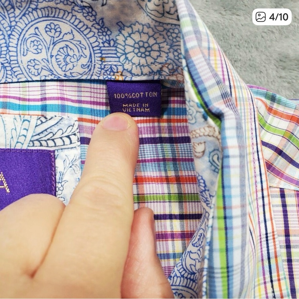 Tallia Multicolor Plaid Button-Up Shirt – Vibrant & Stylish Sz XL - Picture 8 of 10